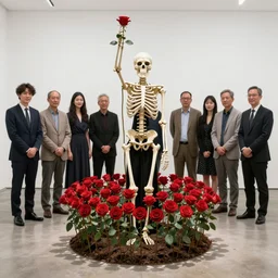 roses growing from the skeleton frame, carol, by damien hirst and alexander mcqueen and peter gric and takato yamamoto and zdzisław beksinski and laurie lipton and victo ngai and esao andrews and paul lehr, trending on artstation