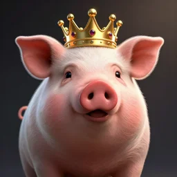A pig wearing a crown, 8k, Artstation, epic illustration, dramatic lighting