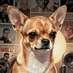 portrait of a chihuahua looking angry by martin ansin, comic book art, frank miller, artstation, highly detailed, cinematic, extremely detailed, high quality