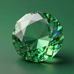 3 d render of a gemstone with crown, green background lighting, realistic, artstation, cg