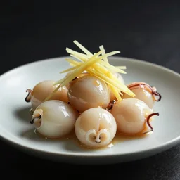 delicious squid eyeball with shredded ginger, food blog photo