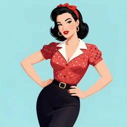 a retro pinup illustration of dita von teese in the style of anna dittmann and in the style of charlie bowater and in the style of gil elvgren.