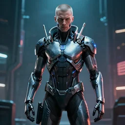 manfred clynes as a cyberpunk cyborg