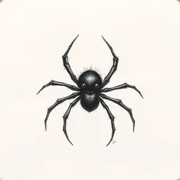 cute little spider, hand - drawn, charcoal art, papyrus