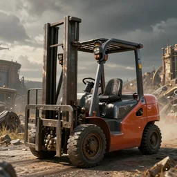 Forklift in a steampunk setting