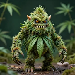 a hyperrealistic Cannabis Monster