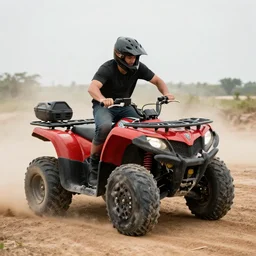 a guy quad biking having an accident