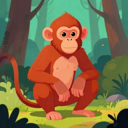 cyber monkey in the scifi forest, in style james jean, ilya kuvshinov, hot colors, global illumination ray tracing hdr radiating a glowing aura