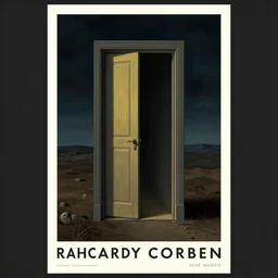 Bauhaus Poster by Richard Corben by René Magritte, a door to an abnormal world, surrealism, nightscape
