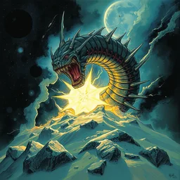 a cosmic worm eating a star. dreadful, art by greg rutkowski