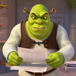 a still from dreamworks shrek 2 0 0 1, shrek is angry about his taxes