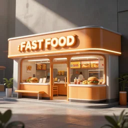 futuristic fast food store