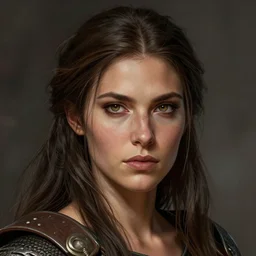 head and shoulders portrait of a barbarian, female, high fantasy, d & d, by luis royo, face details, extremely detailed, digital illustration, sharp focus