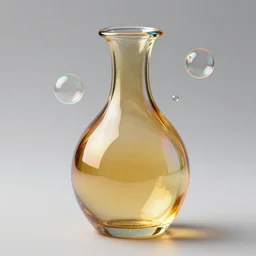 unfinished klein bottle sculptural, chroma iridescence, golden colors, glassy, reflective and refractive, soap bubbles floating