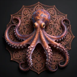 a dramatic and beautiful digital matte painting of large realistic octopus with legs made of fractal celtic knots, trending on cgartist, hi-fructose, mandala, string wall art, ultra detailed 8k
