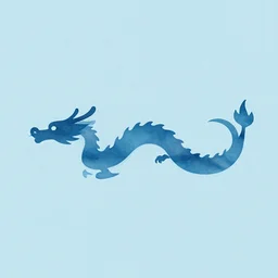 an ultra minimalistic abstract water dragon swimming from right side of the image to the left side