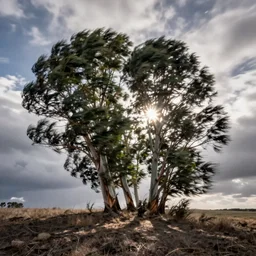 long exposure photograph of eucalyptus trees, strong wind, back light, dslr, photographed by uta barth