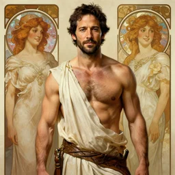 muscular paul rudd as the biblical adam, natural lighting, path traced, highly detailed, high quality, digital painting, by gaston bussiere, craig mullins, alphonse mucha j. c. leyendecker, tom of finland
