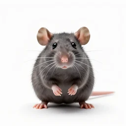 plush toy rat, high detail photograph, full body, isolated on a pure white background, centered, entire subject in frame, sharp focus, soft studio lighting
