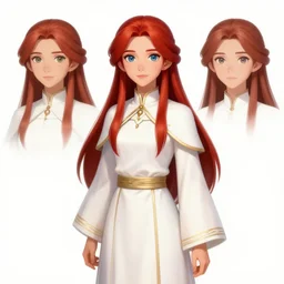 portrait character design an elven priestess with red hair, style of maple story and frozen, 3 d animation demo reel, portrait studio lighting by jessica rossier and brian froud and gaston bussiere,