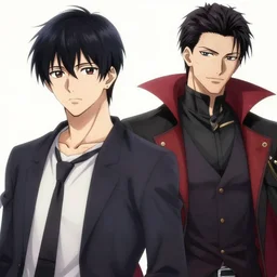 two young men, one man human, one man vampire, anime style