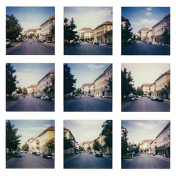 collage of polaroid photographs of ( ( ( ( ( ( ( ( gyor, the most important city of northwest hungary ) ) ) ) ) ) ) ), summer, july of 1 9 7 8