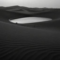 A desert of black sand and an oasis of light, dark fantasy, digital art, HD, detailed.