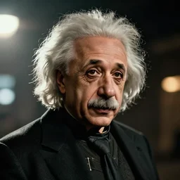 'Albert Einstein'! as Batman in Gears of War, splash art, movie still, detailed face, cinematic lighting, color, dramatic, octane render, long lens, shallow depth of field, bokeh, anamorphic lens flare, 8k, hyper detailed, 35mm film grain
