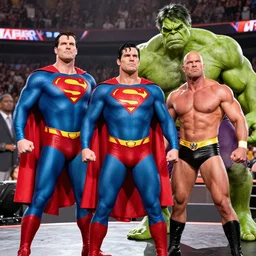 supermen and hulk at WWE