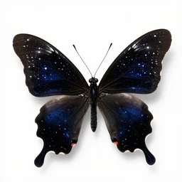 a black butterfly, the wings are as brilliant as the stars, artstation