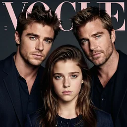 portrait of zac efron and john stamos and rob lowe as a sad family, vogue magazine, dramatic light, photoshoot, face photo,