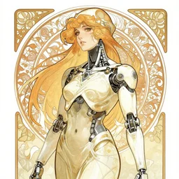 cyborg ninja girl intricate illustration by krenz cushart, alphonse mucha, artgerm, trending on artstation