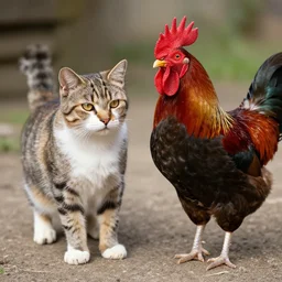 a cross between a cat and a rooster