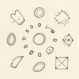 simple sketch depicting random shapes and lines indie rock album cover drawn by Leonardo da Vinci