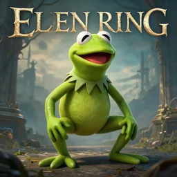 an ultra detailed 3 d render of kermit the frog as an elden ring boss, epic anime fantasy, 8 k, in the style of a fantasy metal album cover and magic the gathering, volumetric lighting, smooth, highly detailed, digital illustration, octane render, art by albert bierstadt and greg rutkowsi, artstation
