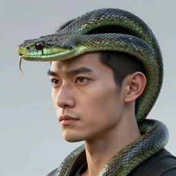 a man with a head of snake, highly detailed, digital art, smooth, 8k