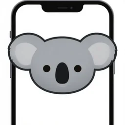 cute simplistic iphone emoji of a koala head, vector, white background, gradient coloring