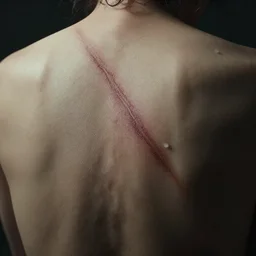 hide the scars to fade away the shake - up,, cinematic, volumetric lighting,