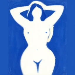cutout poster of a woman body silhouette, pinterest, blue and white, matisse