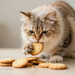 persian cat stealing cookies