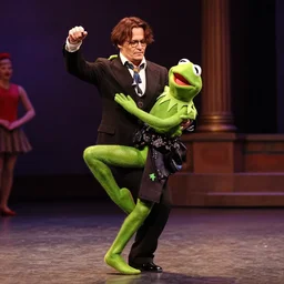 johnny Depp tap dancing with Kermit the frog