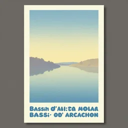 a neo retro poster of bassin d'arcachon lac, australian tonalism, pale gradients design, matte drawing, clean and simple design, outrun color palette. painted by Morandi, Agnes Pelton