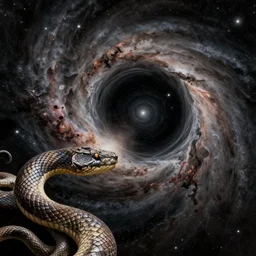 A beautiful assemblage of a black hole consuming a star. snakeskin by Honoré Daumier, by William Trost Richards doom, fine