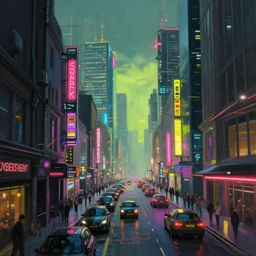 cyberpunk london streets in 2 0 7 7 by thomas kinkade
