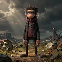 stuart pot, 2d, by jamie hewlett, style of gorillaz