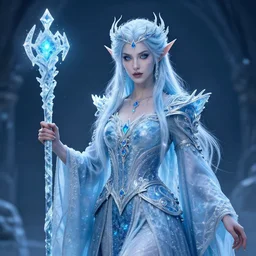 beautiful elemental ice witch with ornate robes and staff, highly detailed, 4 k, hdr, smooth, sharp focus, high resolution, award - winning photo, artgerm, photorealistic