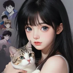 a fantastic space girl with big and cute eyes, holding a cat, very anime, fine - face, realistic shaded perfect face, fine details. realistic shaded lighting poster by ilya kuvshinov katsuhiro otomo ghost - in - the - shell, magali villeneuve, artgerm, jeremy lipkin and michael garmash, rob rey and kentaro miura style, trending on art station