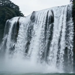 very wide waterfall walls ranging all of left to right