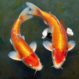two koi, detailed painting by wayne pruse
