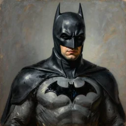 of batman, oil painting by aurelio bruni, 2 1 th century, art, oil on canvas, wet - on - wet technique, highly realistic, expressive emotions, intricate textures, illusionistic detail, 4 k